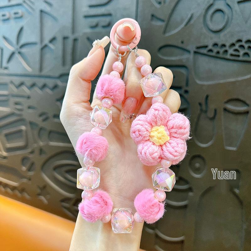Creative Cute Biscuit Beaded Keychain: Plush Mobile Charm & Bag Accessory Gift