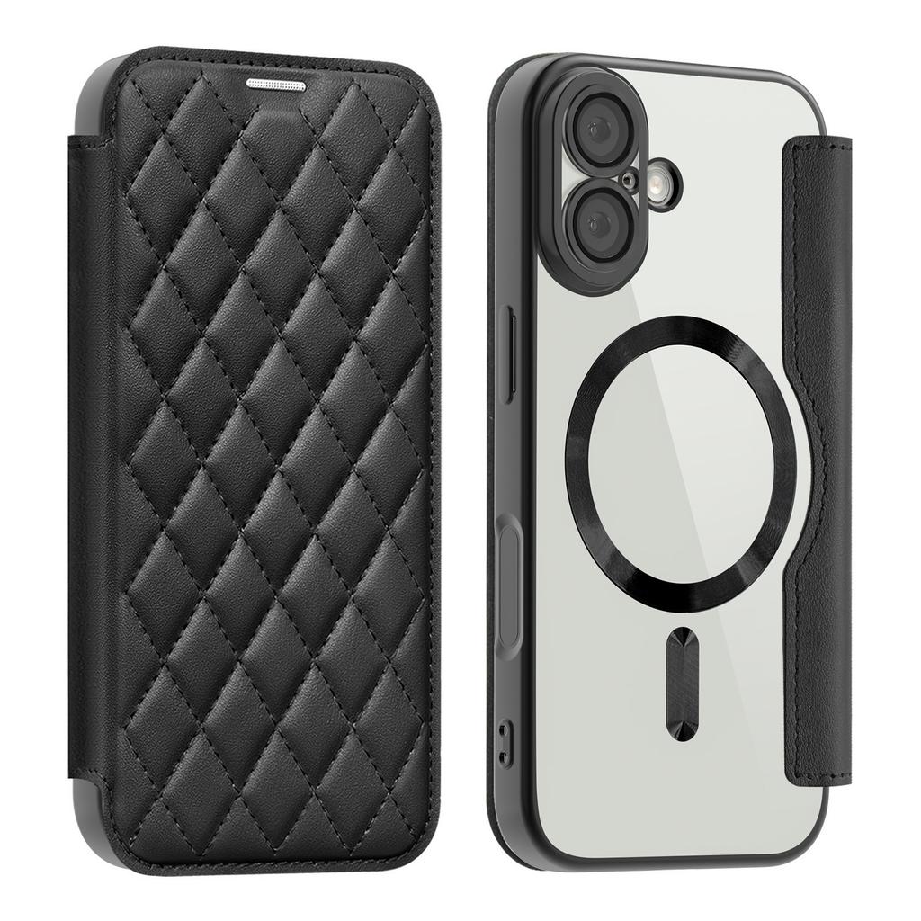 Etui do iPhone 17 Kompatybilne z MagSafe Pokrowiec na Telefon ze Skóry PU w Kształcie Rombu