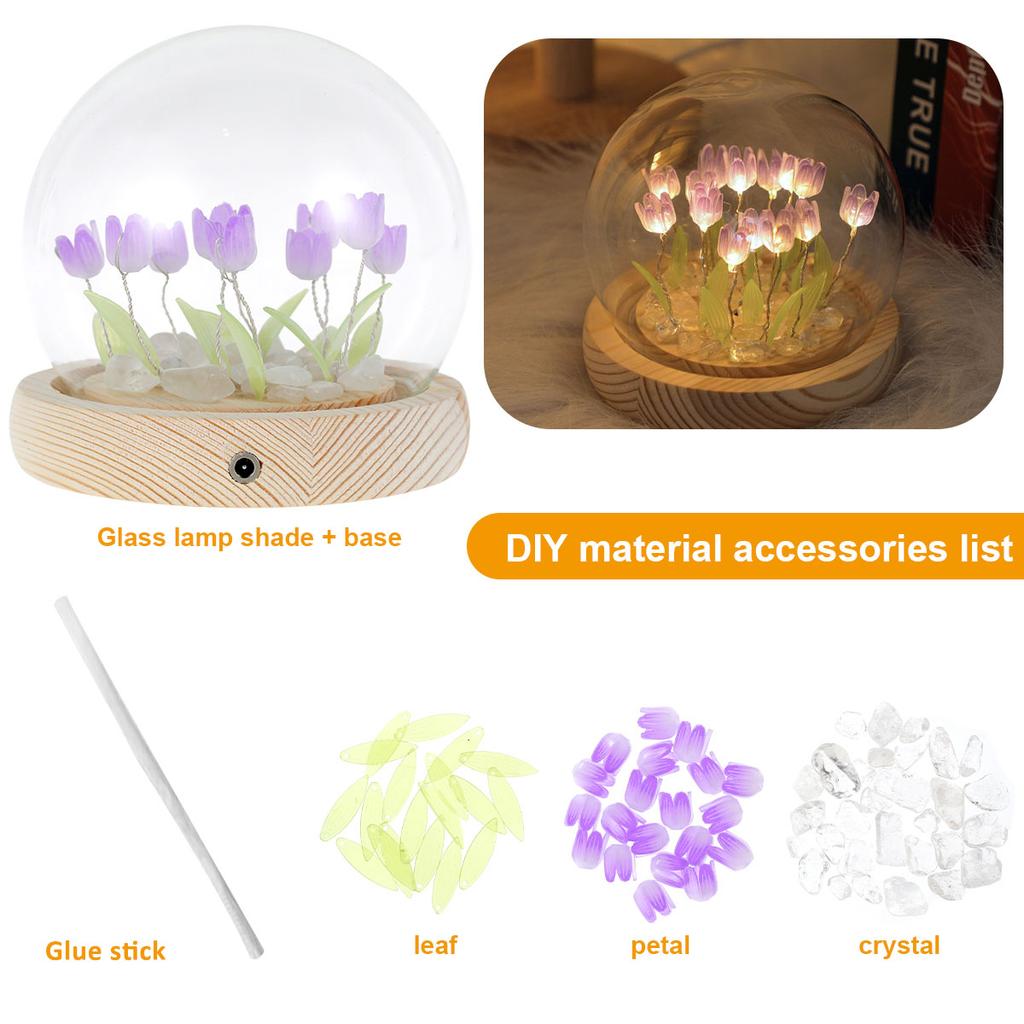 DIY Tulip LED Nightlight Handmade Tulip Christmas Gift Battery Operated Tulip Flower Night Light Table Decor Bedside Lamp Decor