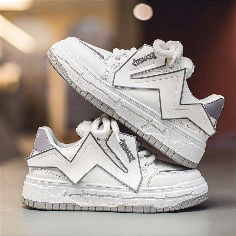 Guochao Patch Shoes 2024 Autumn New Fashion Versatile Thick Baseplate Shoes Classic Bread Casual Sports Men's Shoes