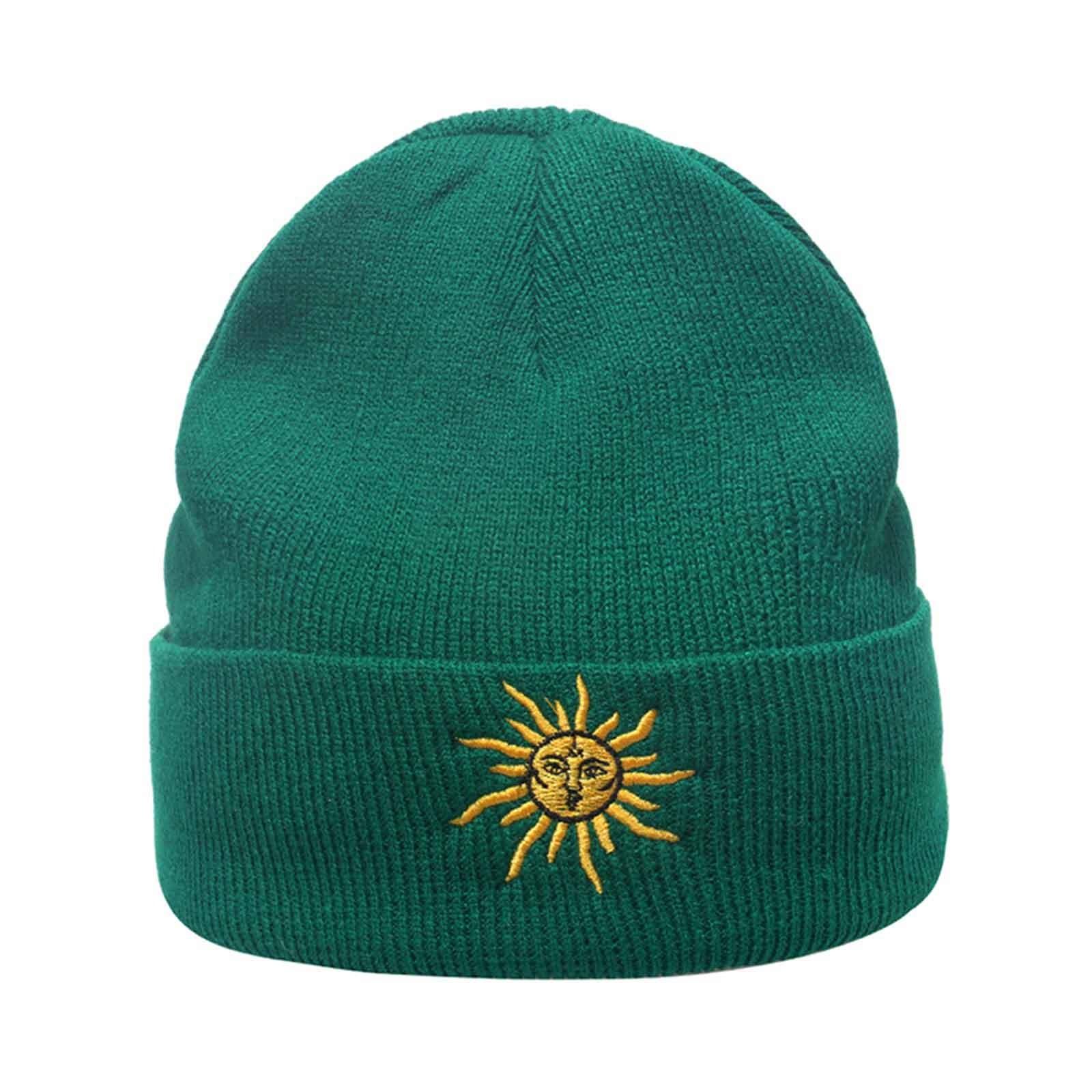 

Unisex Outdoor Winter Knit Beanie Hat Embroidered Pattern Warm Soft Stretchy Fit Suitable for Men and Women Casual Use зелений