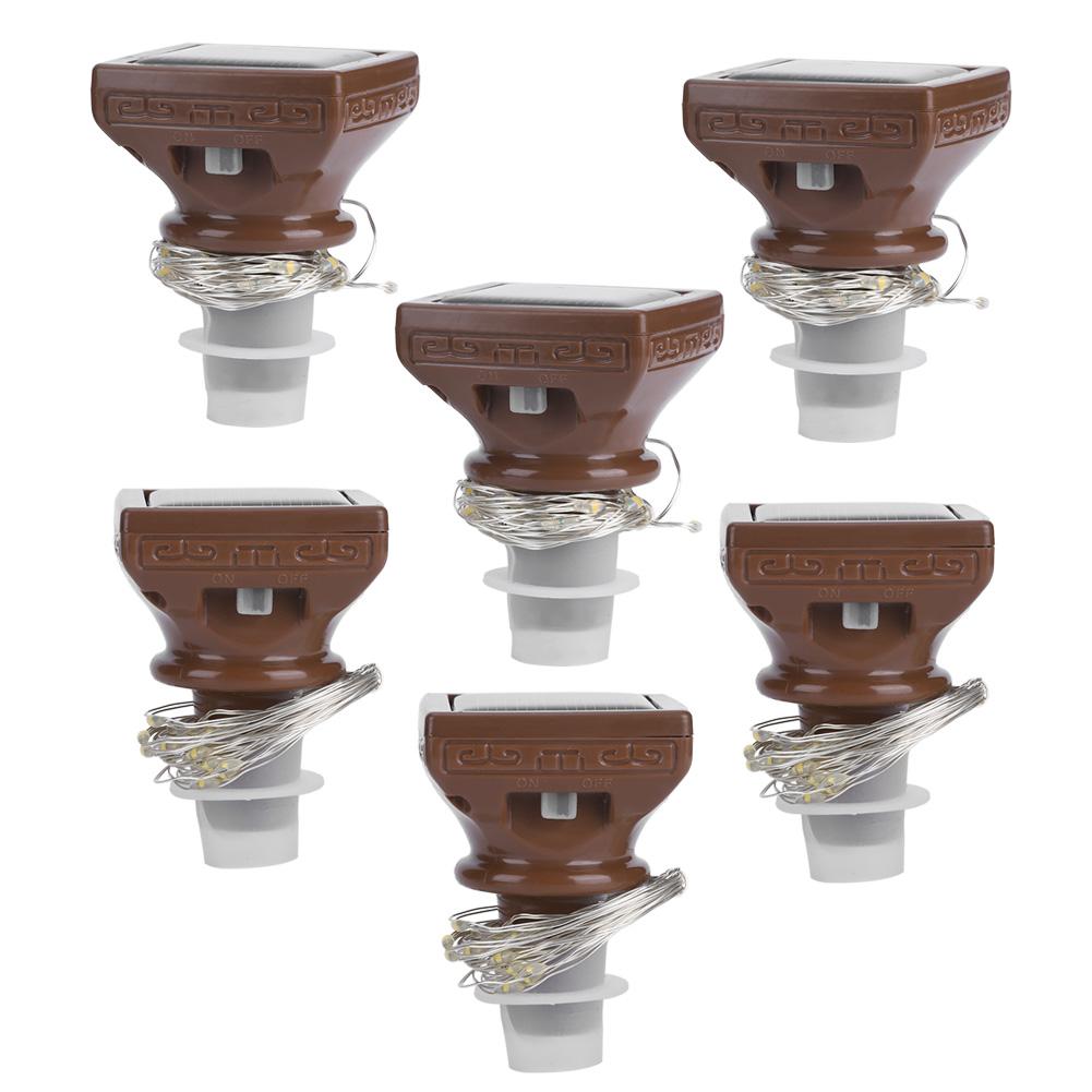 6PCS 20LED Solar String Lights Waterproof Wine Bottle Cork Lamp for Wedding Party Decoration