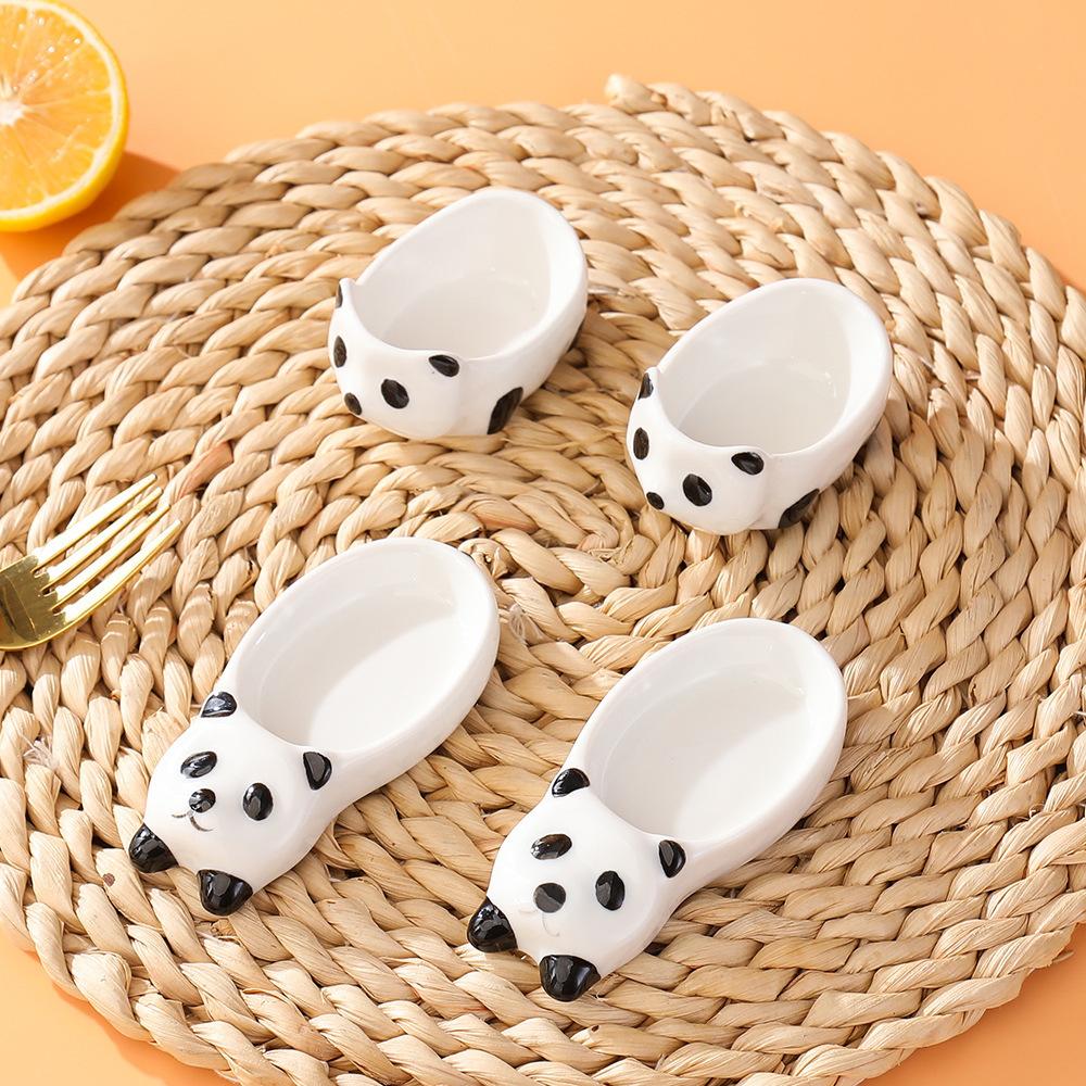 Cartoon Panda Ceramic Flavor Plate Home High-Value Seasoning Soy Sauce Dish Vinegar Dish Cute Shape Hot Pot Dipping Sauce Plate