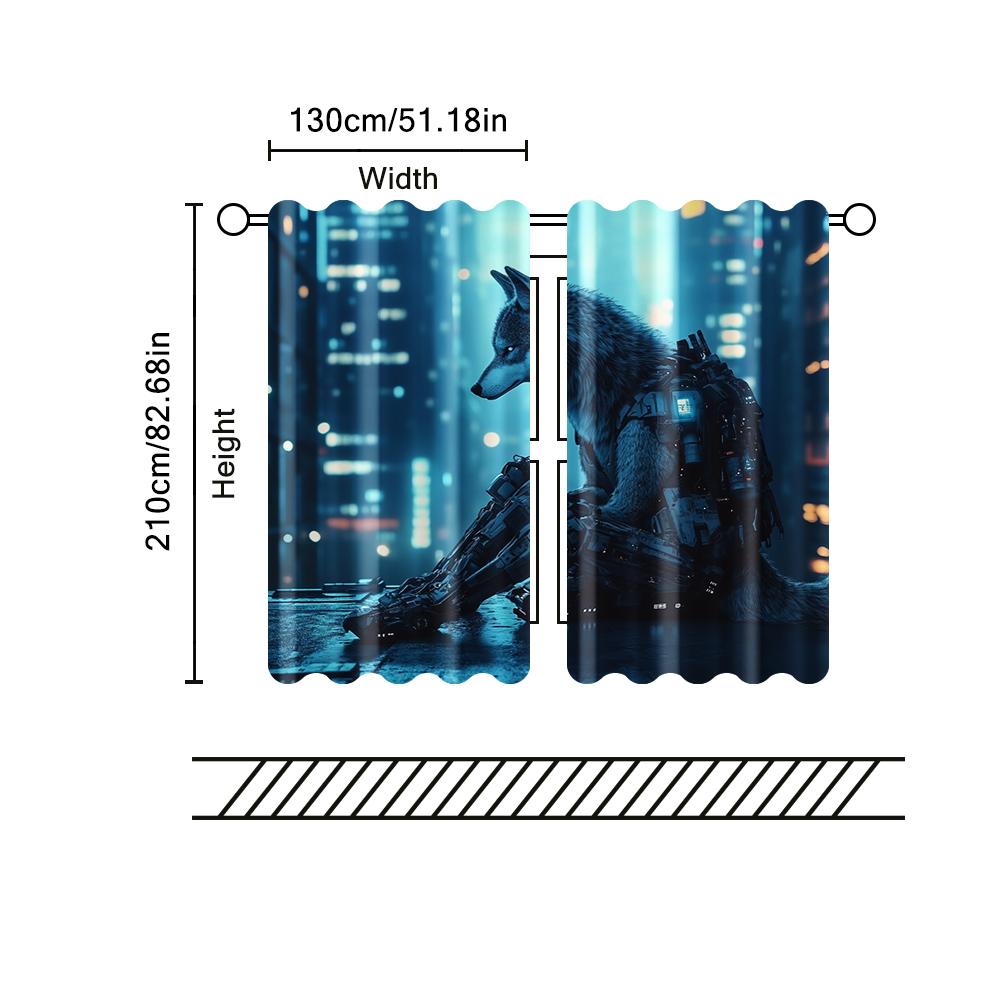 2 pcs   filtering curtains (excluding rods   non-movable   without batteries) A mechanical wolf. for use in bedrooms and living