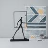 Home Decor Statues Metal Handicraft Abstract Wrought Iron Figures Square Frame Walking People Portrait Cropping Figurines Decor