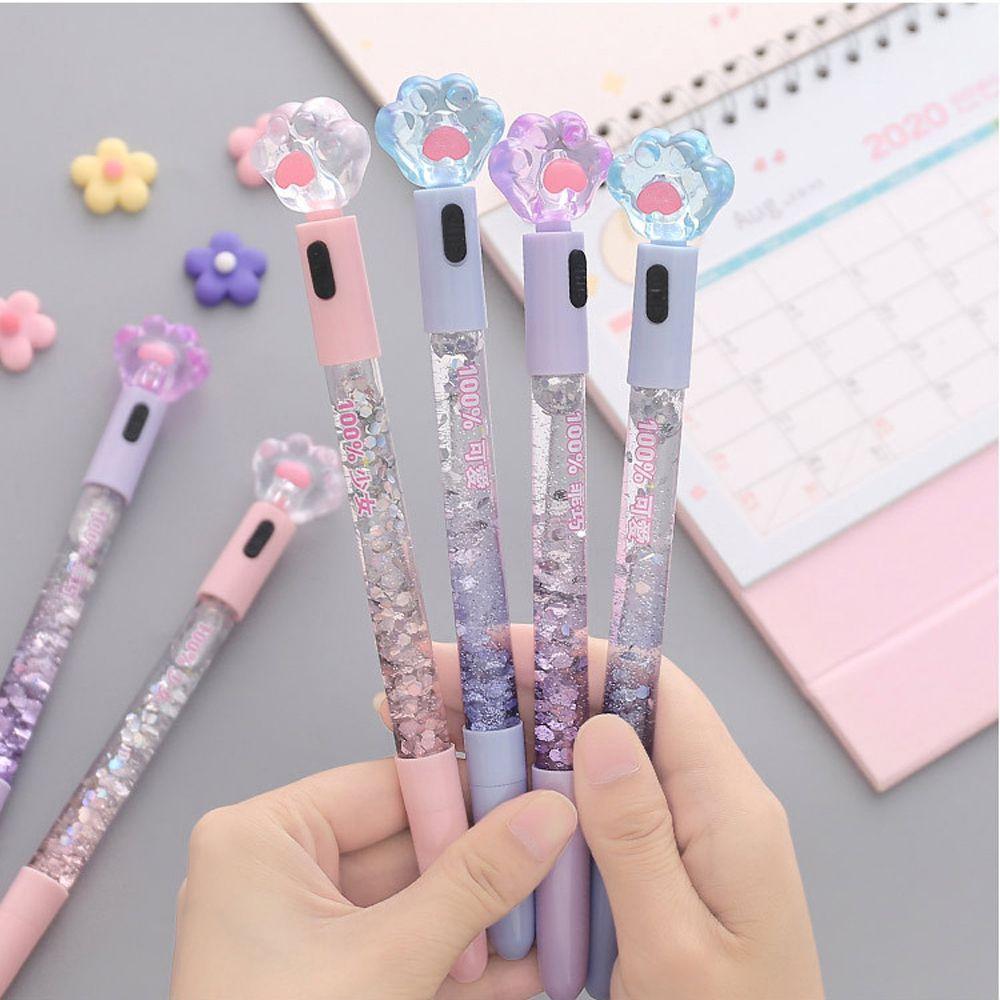 Penne Penna neutra da 0,38 mm con luce LED Penna gel zampa di gatto Penna firma Penna inchiostro nero Penna da scrittura