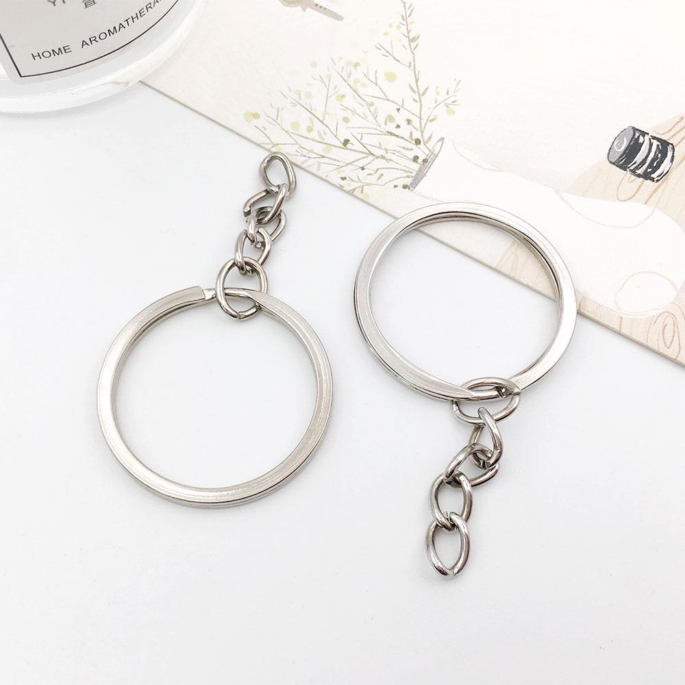 White Keychain Pendant Charm with Antique Gold Chain for DIY Jewelry