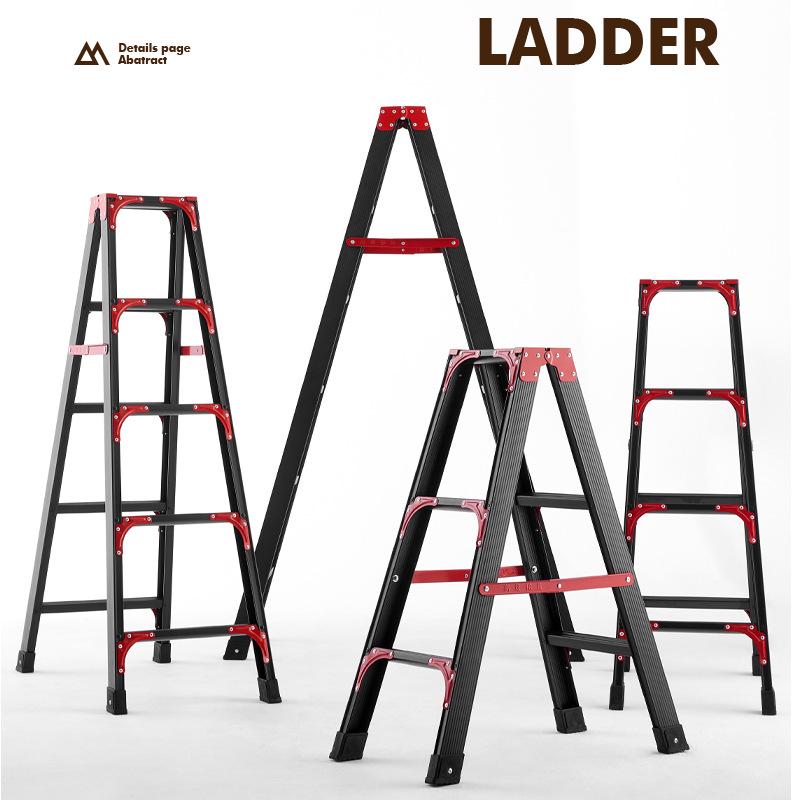 Folding A-frame Carbon Steel Ladder: Lightweight, Double-sided, Multi-purpose, No Installation Needed