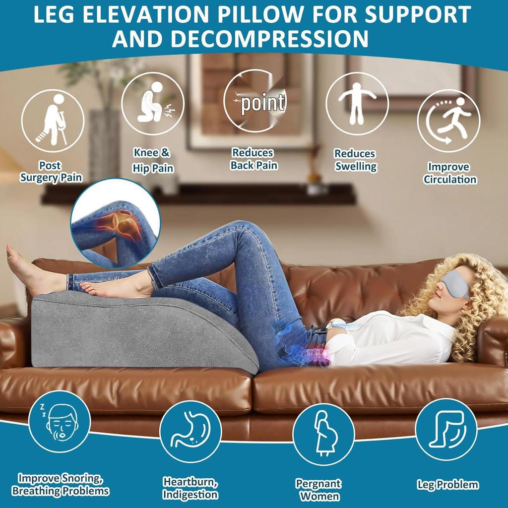 Adjustable PVC Inflatable Leg Pillow for Circulation and Elevation - Dual-Use for Home and Travel