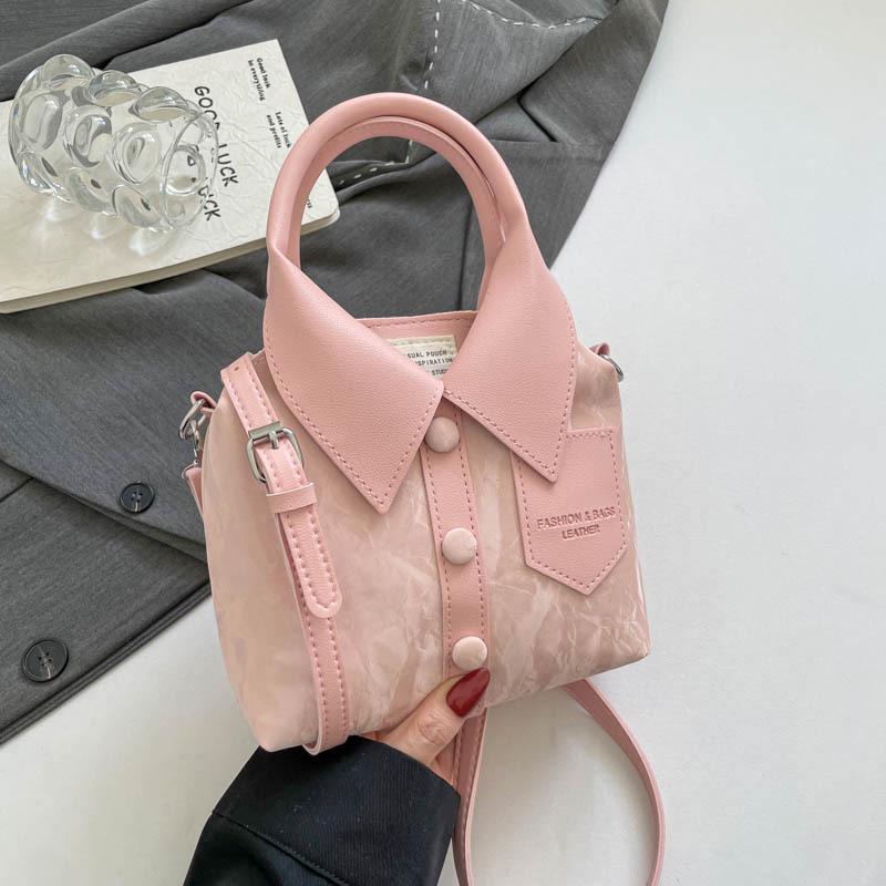Women's Korean Style Casual Shirt with Solid Color and Single Shoulder Crossbody Handbag – 2025 Fashion Trend