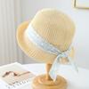 New Korean Product: Four-season Simple Straw Hat with Bow and Brim, Women's Fisherman Hat