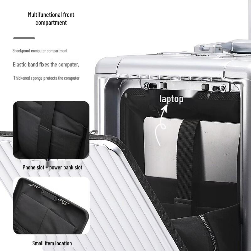 TOBOOG Aluminum Frame Luggage with USB & Cup Holder