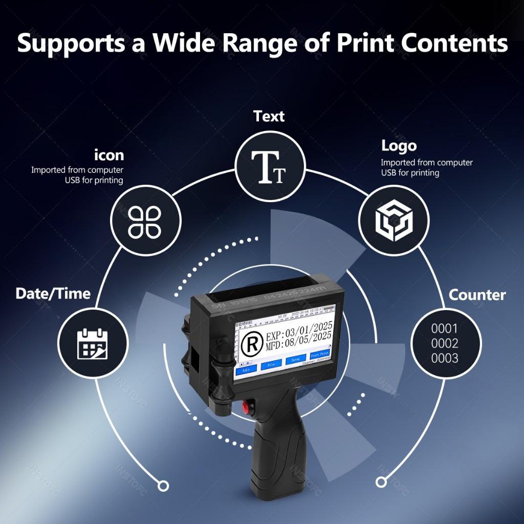 600dpi Handheld Inkjet Printer Printing Spray Height 2-12.7mm Digital Automatic Coding Machine Portable Label Machine