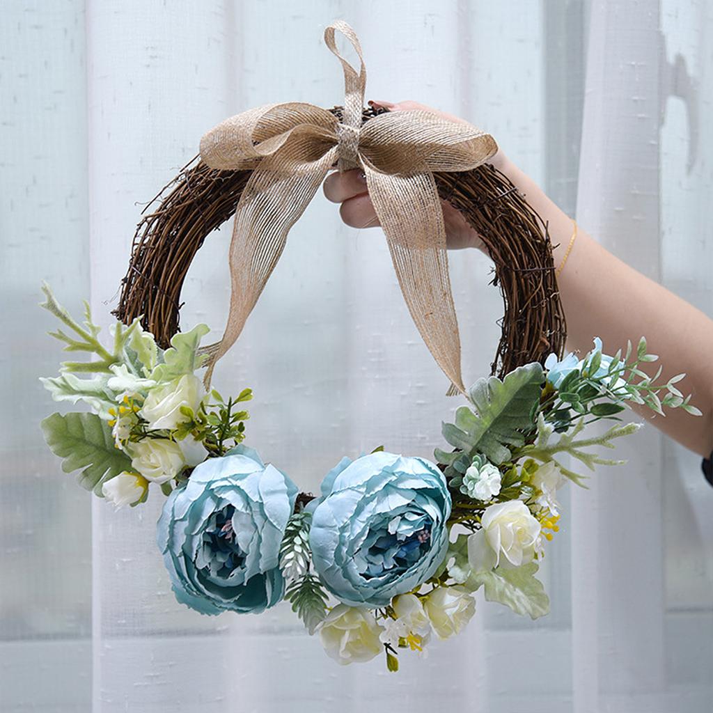 Couronne de Pivoines Artificielles Belle Élégante Réaliste Couronne de Fleurs Décorative pour Porte d'Entrée Cheminée