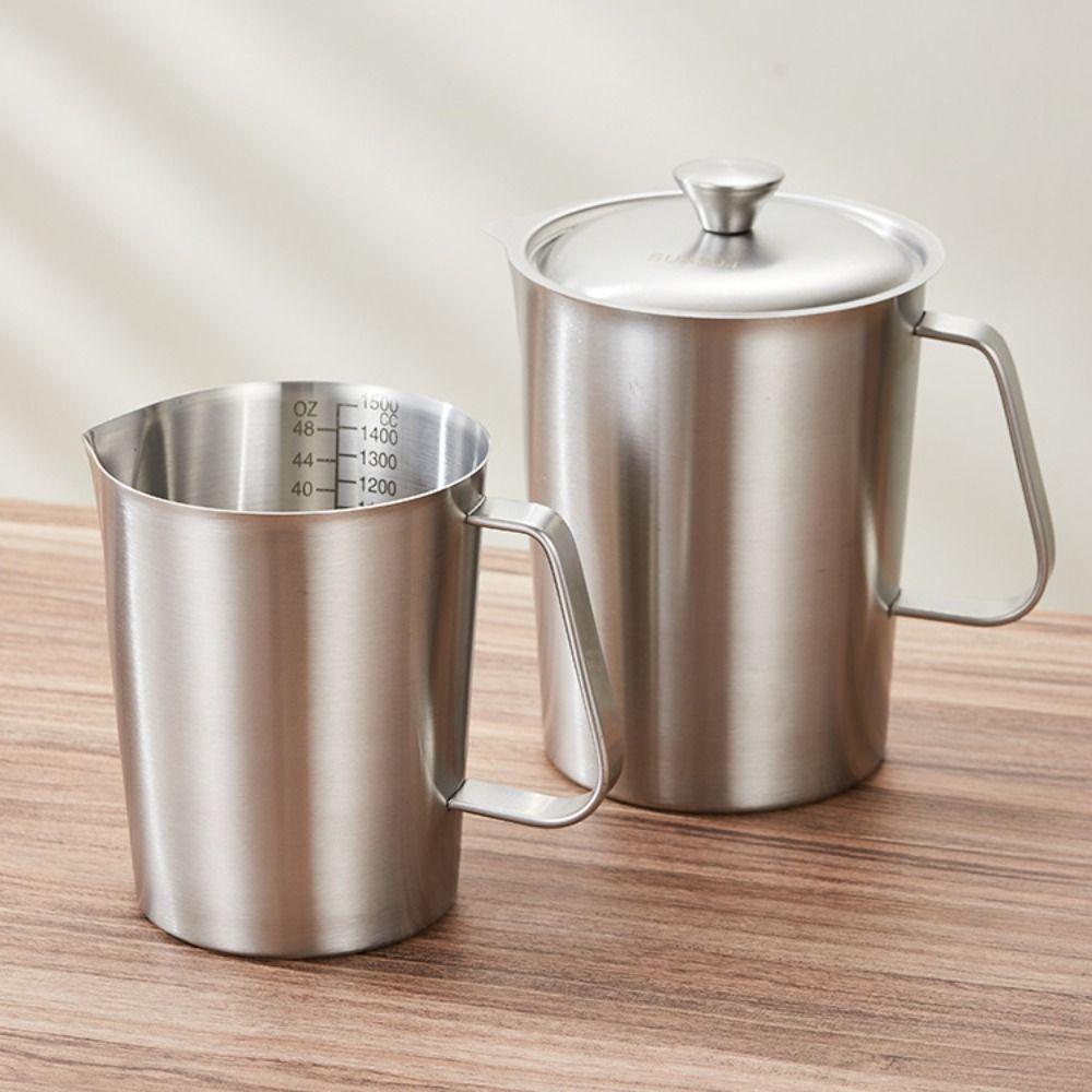 304 Stainless Steel Measuring Cups Inner Scale Design Thickened Liquid Latte Art Cup with Lid Large Capacity Laboratory Beaker