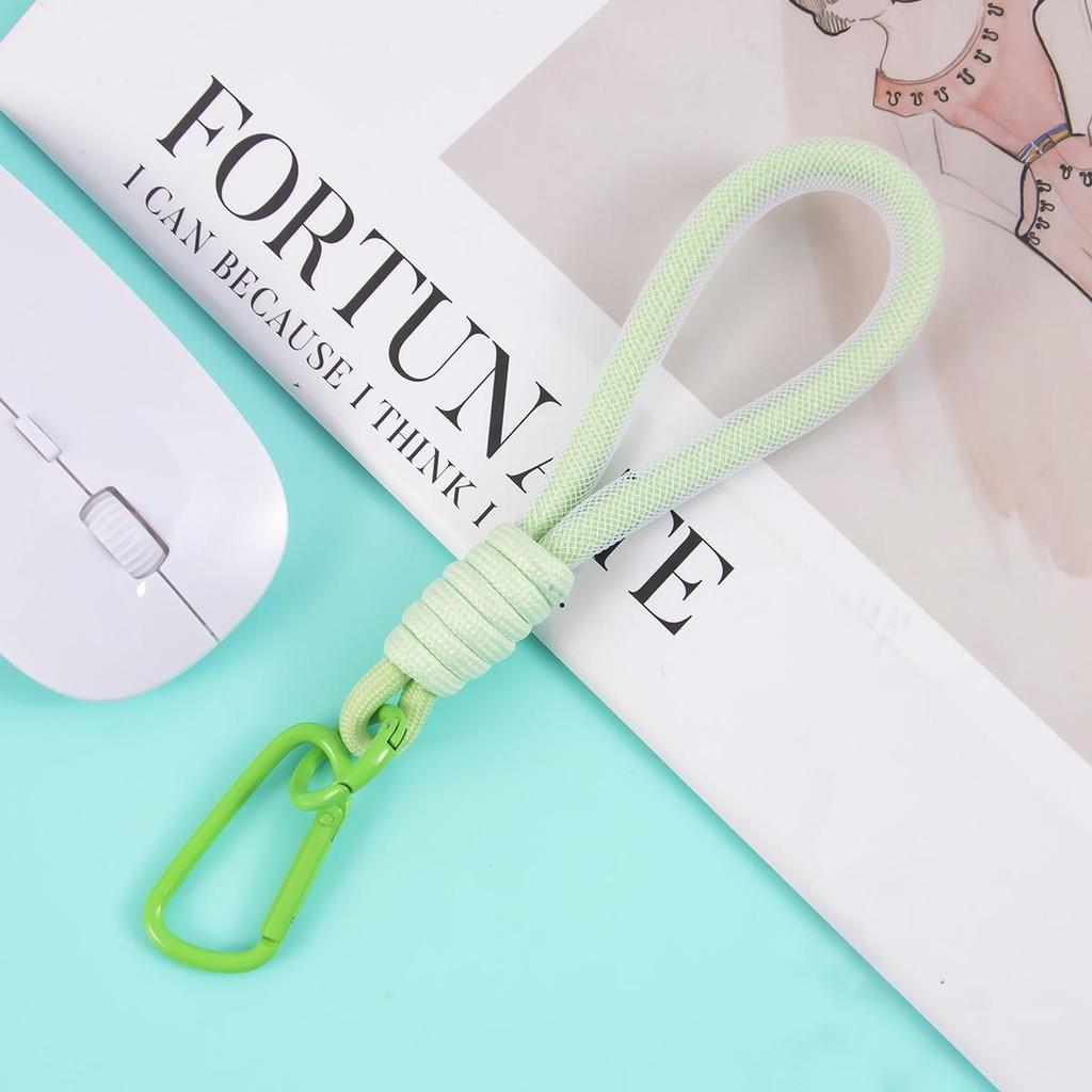 Colorful Mesh Short Lanyard with Braided Polyester Rope Keychain Pendant