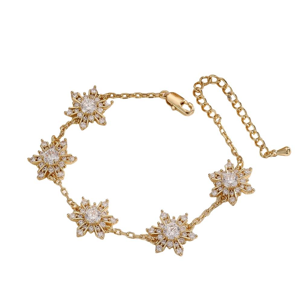 Non Tarnish Gold plate zircon Bracelet Gold Plated Stackable for Women, Thin Herringbone Chain pearl star Gift