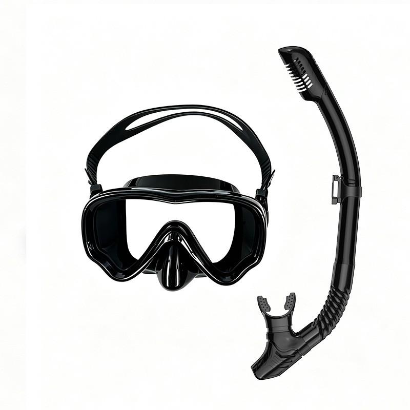 Adult Full Dry Snorkel Set Large Frame Silicone Diving Mask Tempered Glass Swimming Snorkeling