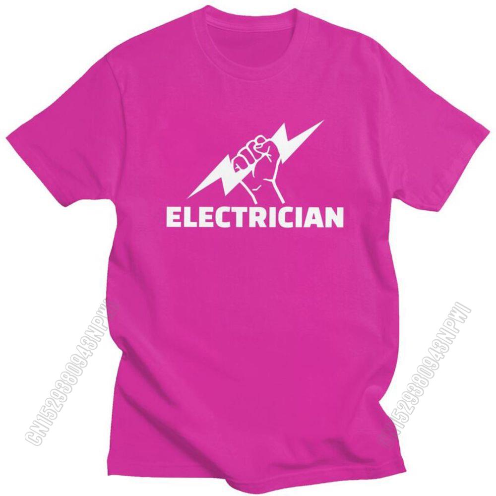 Electrician T Shirt For Men Pure Cotton Tee Engineer Electrical Power Tshirts Short Sleeved T-Shirt Gift