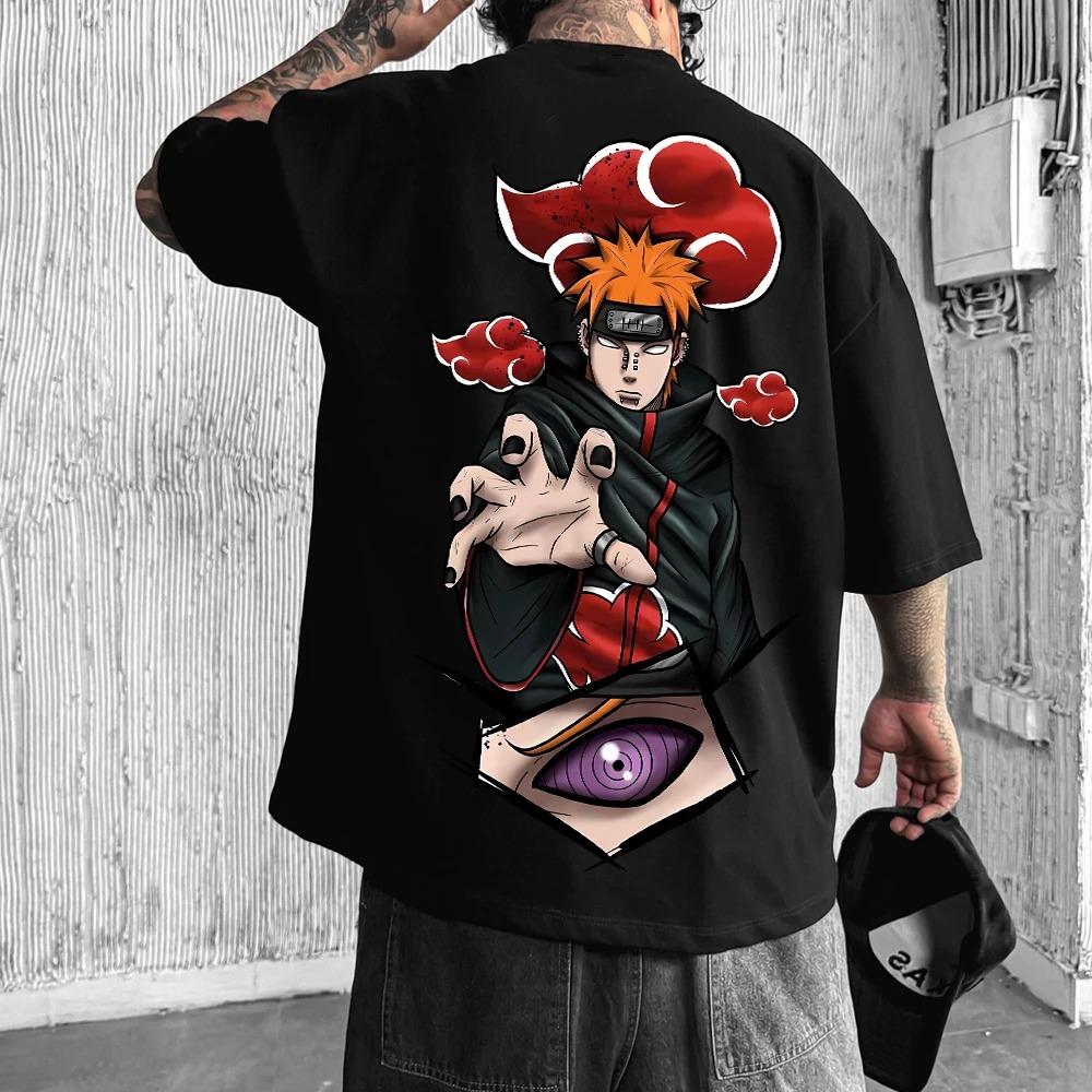 Naruto Animation Derivatives Men's Summer Oversized T-Shirt Streetwear Totsugeki No Jutsu Casual Round Neck Short Sleeve Tee