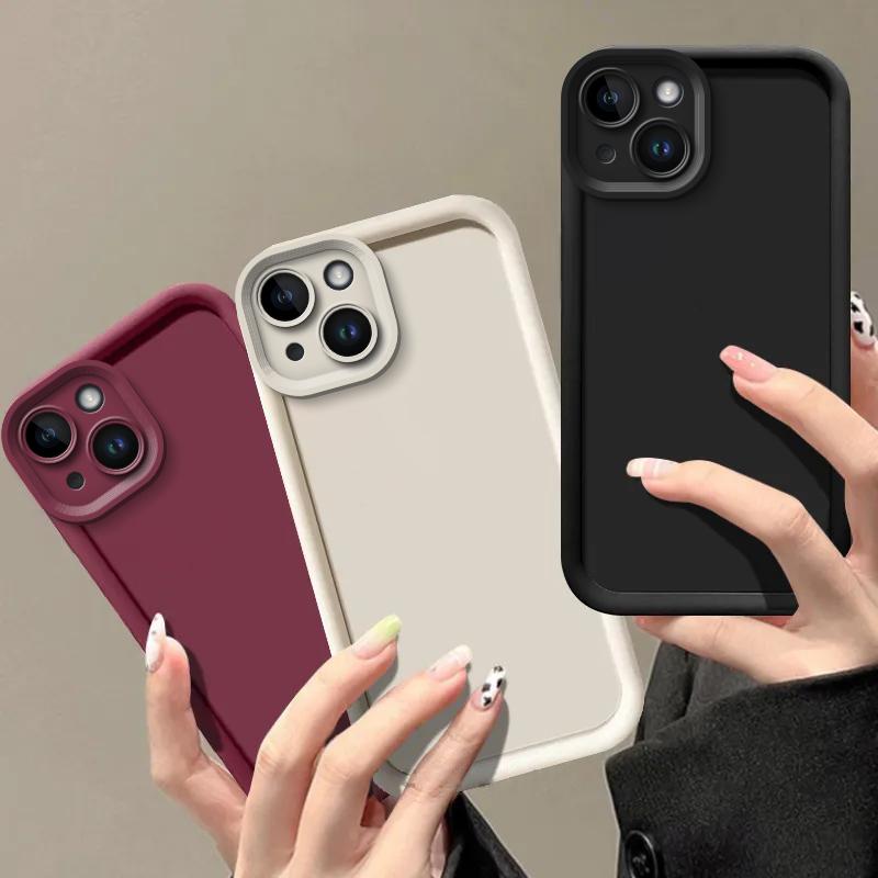 Camera Protect Silicone Case for iPhone 15 14 Plus 13 Pro Max 12 Mini 11 X Xs XR 7 8 Plus SE 2020 2022 Soft TPU Back Cases Cover