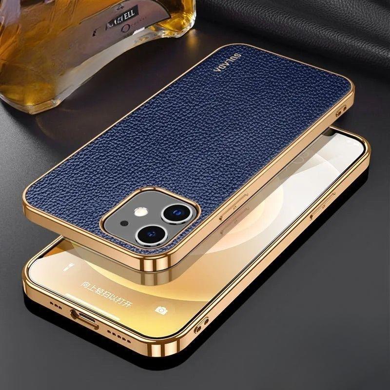 

Чехол для телефона Apple 15ProMax Кожаная текстура Деловой Подходит для IPhone13 Гальванизированный 14 Противоударный 12 Защитный чехол iPhone 11 6.1 inch