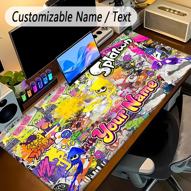 Large Mouse PadSplatoon Custom Name Text Personalized Desk Mat Non Slip Gaming Pad