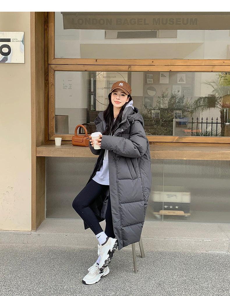 

Зимний пуховик унисекс выше колена 2025 - Модное пальто для пары Medium серый