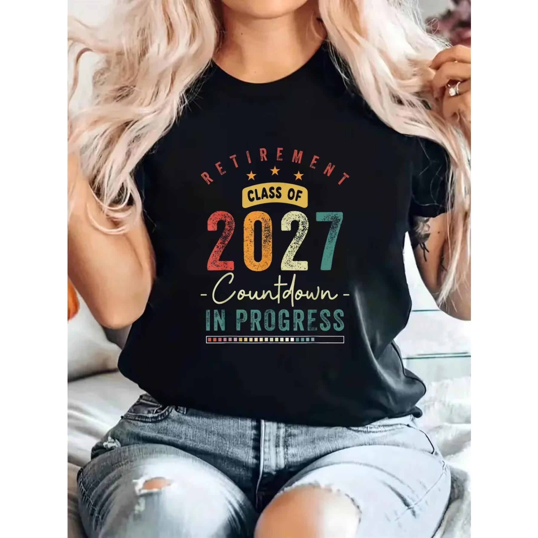 

Graphic T-Shirt for The Class of 2027 - Featuring Bold Text, Round Neck, Fit, Black Color, Ideal for Spring and Summer Casual Outfits XXL