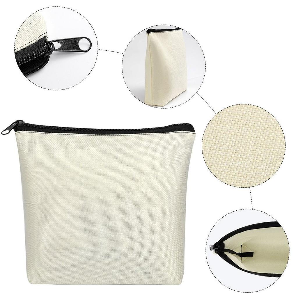 Leinen Hohl Kleinvolumige Kosmetiktasche Natürliche Leinwand Kosmetiktasche Reißverschluss Tragbar Wasserabweisend Umweltfreundlicher Organizer