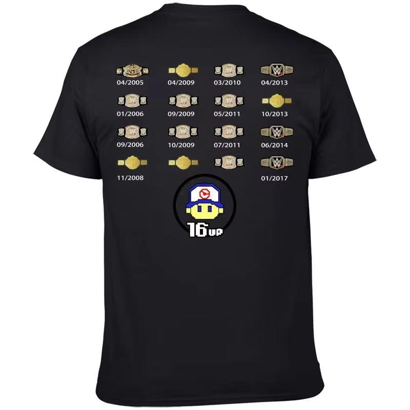 Men's Wrestling Competition Summer Letter Cartoon Printed Round Neck T-shirt Outdoor Sports 100% Cotton Breathable Short Sleeve