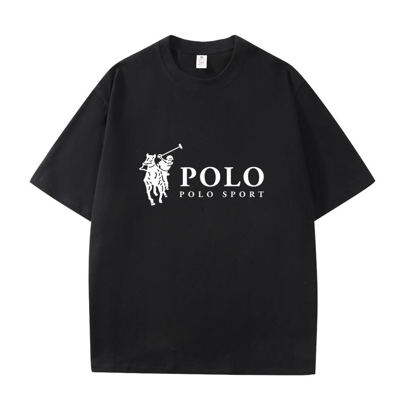 

D06-111 MINISO 2026 Лето POLO SPORT Классический Логотип Мужчины Женщины 100% Хлопок Футболка Повседневный Короткий Рукав Круглый Вырез Топ S чёрный