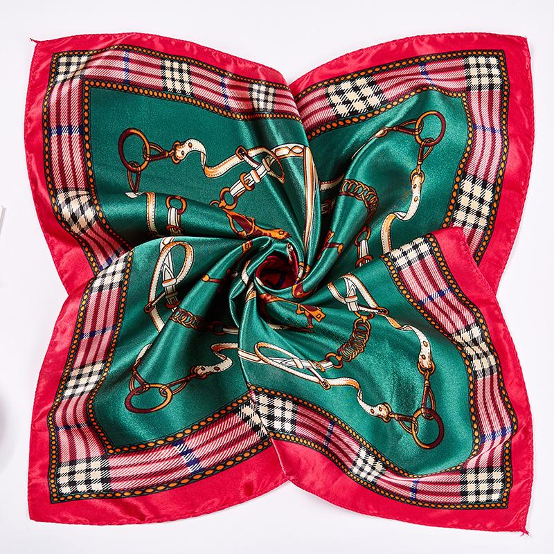 Light Luxury 50Cm Small Square Scarf Chain Printed Silk Scarf Women'S Thin Neck Protection Scarf Cheap Silk Scarf Gift