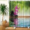 Jit1pc Stone Flower Pattern Print Shower Curtain for Home Bathroom Decoration, Easy Installation, with 12 Hooks Polyester Fabr
