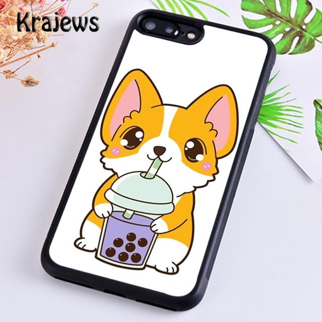 Krajews Corgi und Bubble Tea Weiche Handyhülle für iPhone 14 5 6s 7 8 plus XR XS 11 12 13 pro max Samsung S21 S22ultra Plus