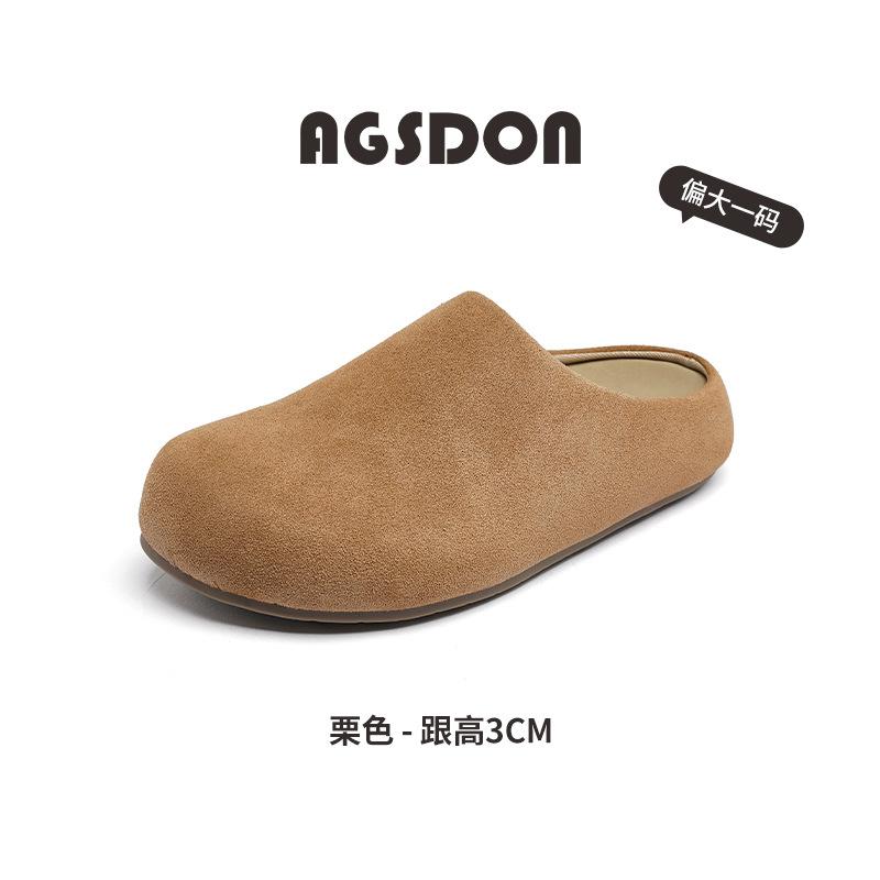 Augustus Denboken Half Slippers Women's 2025 New Autumn Casual Thick-soled One-pedal Piled Cotton Tow