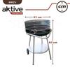 Barbecue Au Charbon De Bois - AKTIVE - 51 X 82 X 51 Cm - Noir - Piezo Électrique - Sur Chariot