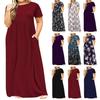 Plus Size Women Casual Loose Short Sleeve Round Neck Fashion Dress
