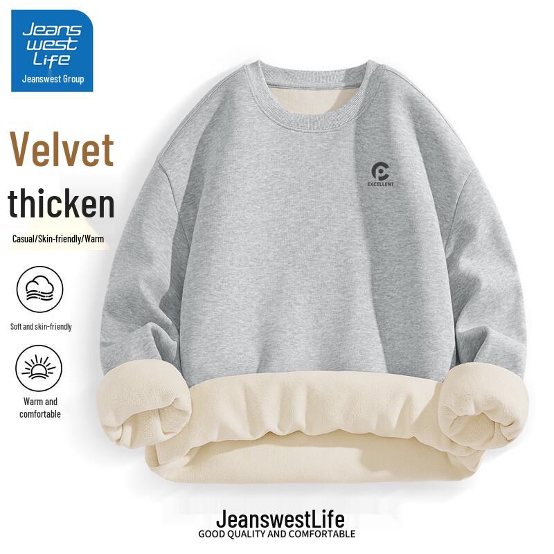 

JEANSWEST LIFE Men s Fleece-Lined Round Neck Sweatshirt 3XL