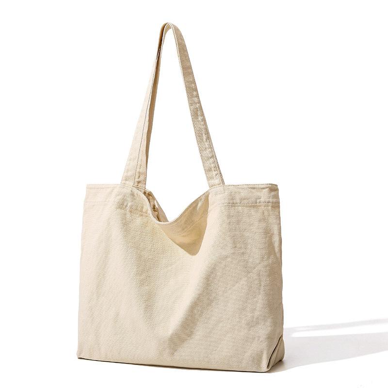 Large Capacity Tote Bag Female Canvas Bag Student Class Shoulder Bag Retro Cloth Bag Simple Versatile Cloth Bag Trendy