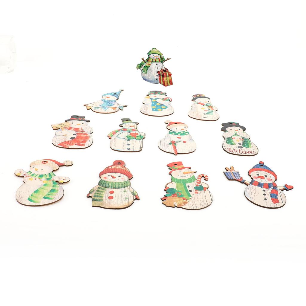 36pcs Xmas Snowman Wooden Ornaments Xmas Tree Hanging Snowman Decorations for Holiday Party Decor