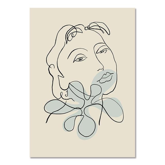 Mode Abstrakte Frauen Gesicht Leinwand Malerei Matisse Poster Linie Zeichnung Poster und Drucke Bunte Mädchen Wand Kunst Bilder Dekor
