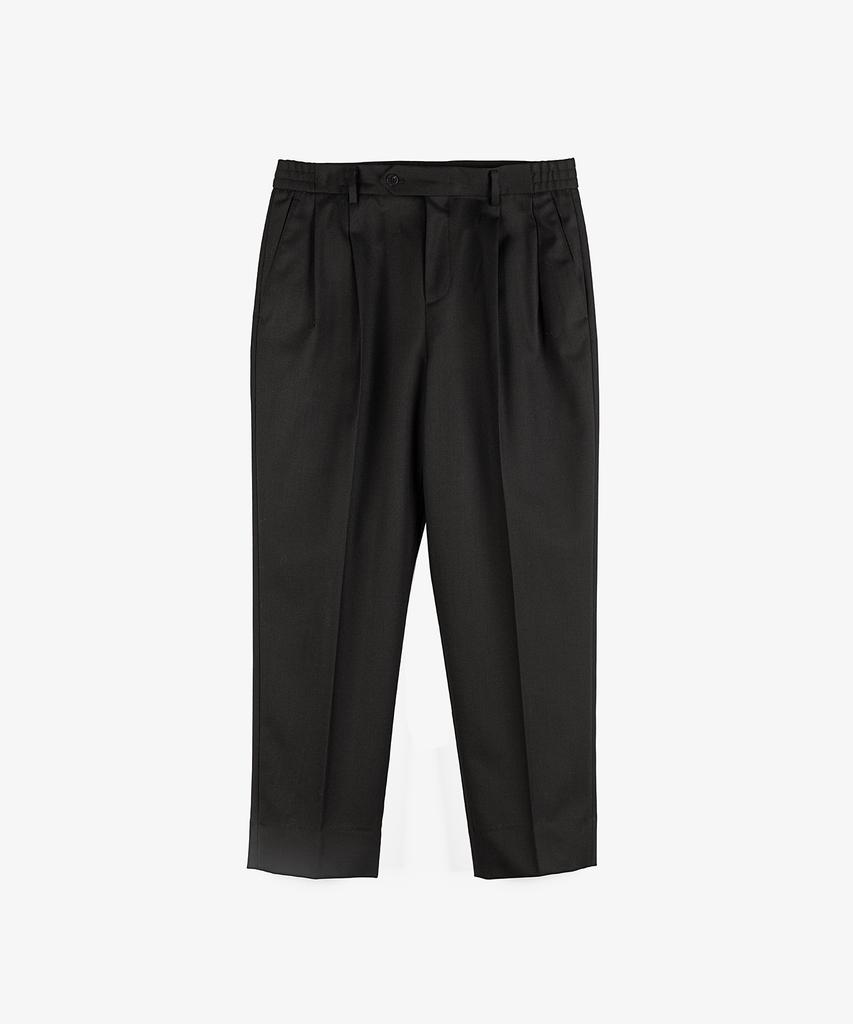 CONNECT KINLOCH Two-Puck Tapered Wool Twill Pants (Black)
