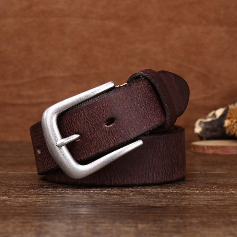 New Retro Washed Extra Thick First Layer Cowhide Belt Men's Casual Belt Men's