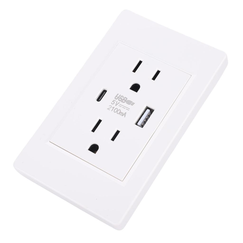 Wall Outlet with USB and Type C Port 15A PC Flame Retardant Electrical Wall Receptacle Outlet for Home