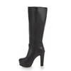 Winter Knee High Boots Women Autumn Knight Black White Large Size High Heels Platform Zipper Fashion Buckle Ladies Long Shoes