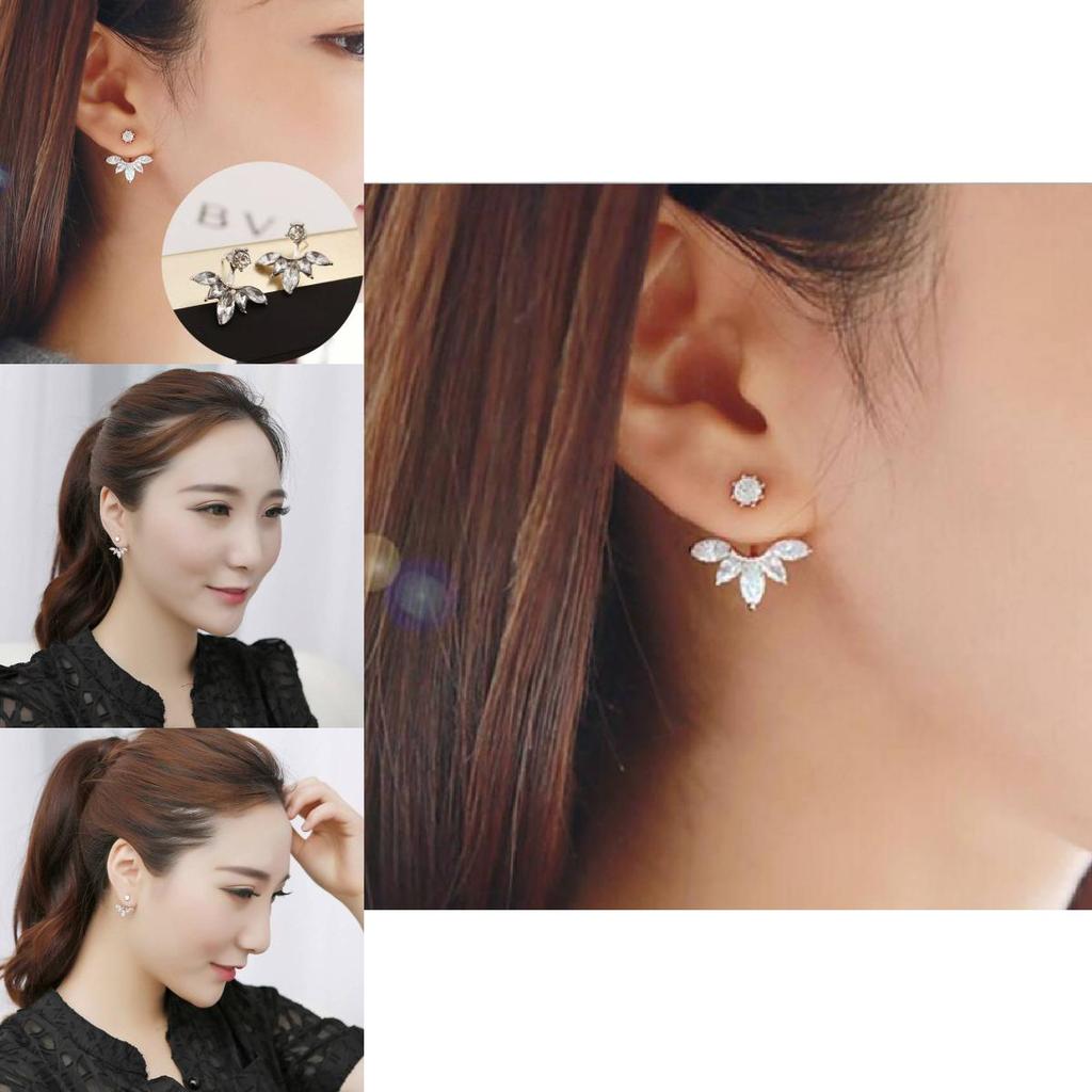 Elegant Korean Style Daisy Flower Stud Earrings With Zircon Stone For Women