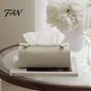 Office Desk Tissue Case Faux Leather Box, Minimalist Napkin Holder for Living Bathroom Cover Room Desk, Decorative Dispenser Facial Tissues Dining Box