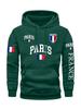 Paris Flag Letter Printed Men Women Hooded Sweatshirt Autumn Winter Daily Outdoor Vacation Fitness Casual Loose Warm Sportswear