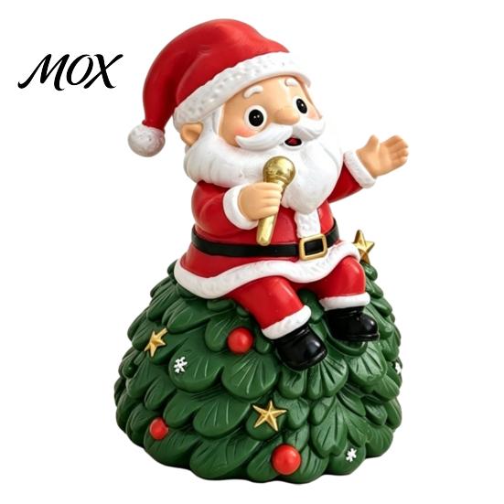 Singing Santa Claus Decoration Christmas Figurine,Cartoon Saxophone Resin Festive Decor Statue, Sitting Desktop